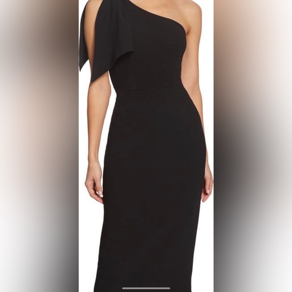 Dress the Population Dresses & Skirts - NWT Dress The Population Tiffany One-Shoulder Midi Dress Black Size Medium